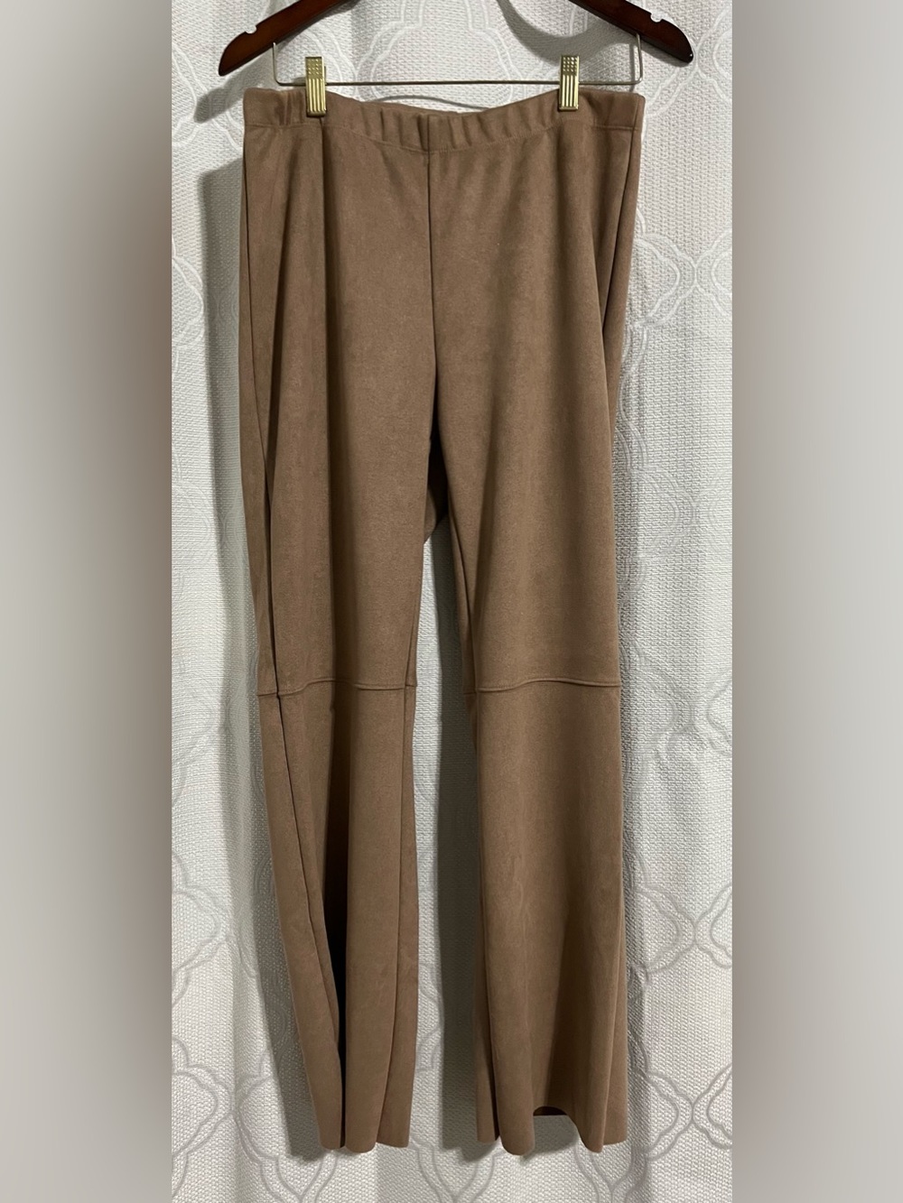 H&M Taupe Faux-Suede Pull-On Stretch-Waist Pants - Size Large